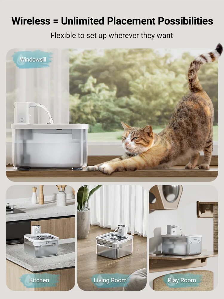 AnimarixStore™2.5L Automatic Stainless Steel Cat Water Fountain 4000mAh