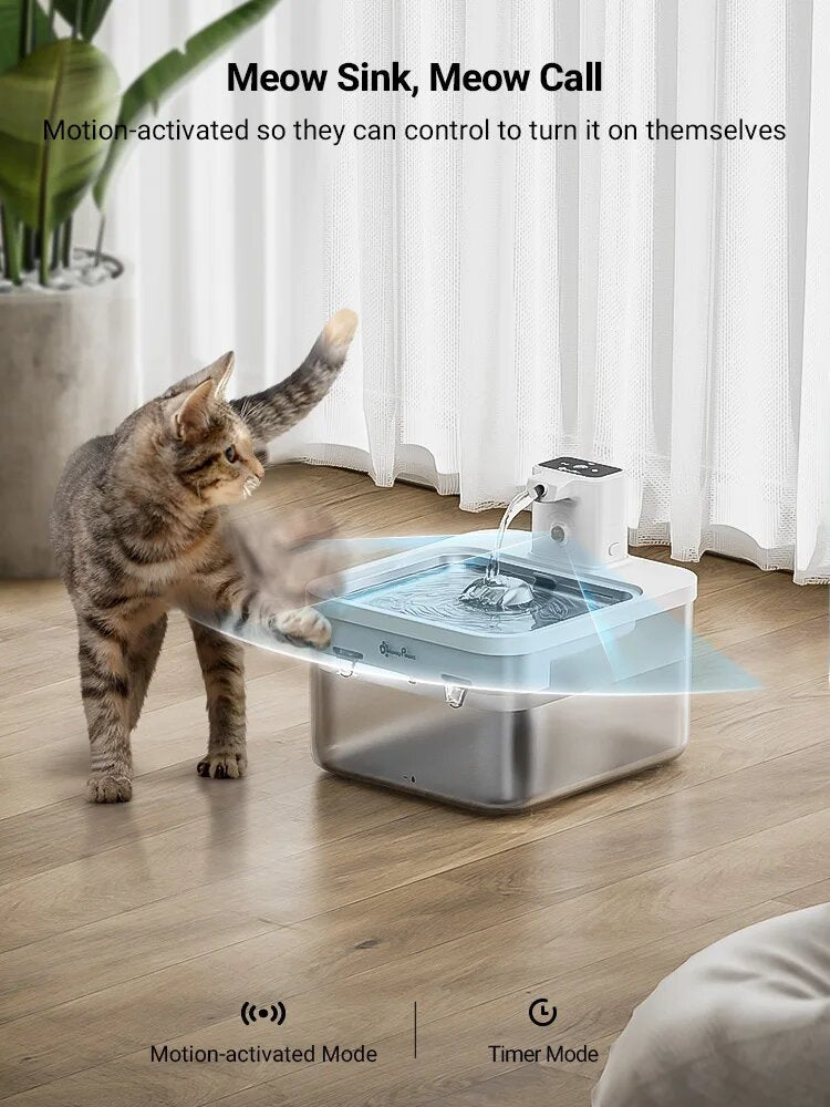 AnimarixStore™2.5L Automatic Stainless Steel Cat Water Fountain 4000mAh